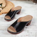Callie - Women's V-Cut Wide-Strap Platform Mule Sandals
