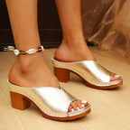 Callie - Women's V-Cut Wide-Strap Platform Mule Sandals