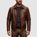Calvin - Men's Leather Snap-Button Jacket