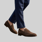 Carlo - Men's Slip-On Suede Loafers with Penny Strap