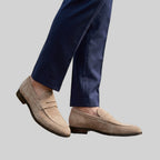 Carlo - Men's Slip-On Suede Loafers with Penny Strap