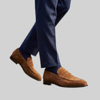 Carlo - Men's Slip-On Suede Loafers with Penny Strap