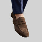 Carlo - Men's Slip-On Suede Loafers with Penny Strap