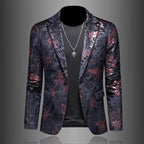 Carlo - Men's Floral Jacquard Single-Button Blazer