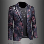 Carlo - Men's Floral Jacquard Single-Button Blazer