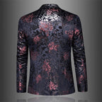 Carlo - Men's Floral Jacquard Single-Button Blazer
