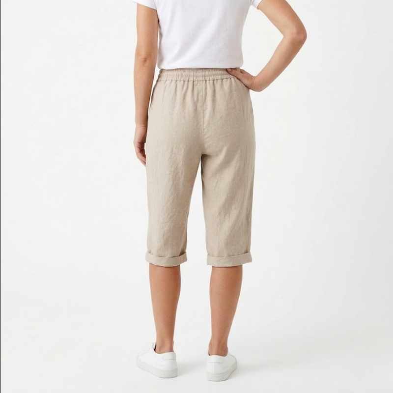 Celeste - Women’s Relaxed Drawstring Linen Capri Pants