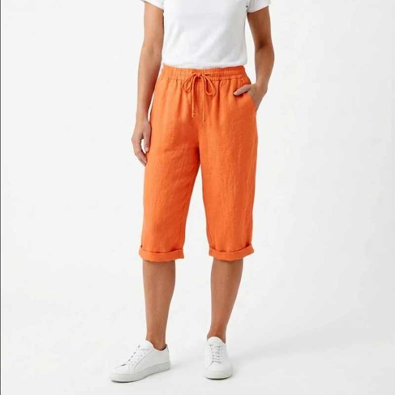 Celeste - Women’s Relaxed Drawstring Linen Capri Pants