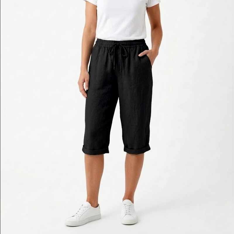Celeste - Women’s Relaxed Drawstring Linen Capri Pants