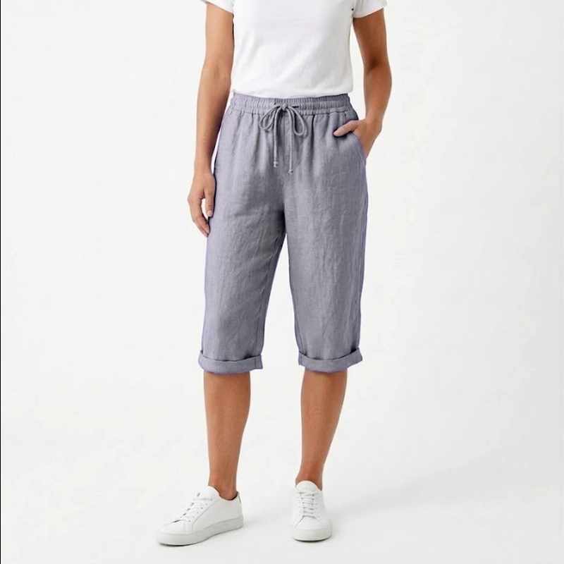 Celeste - Women’s Relaxed Drawstring Linen Capri Pants