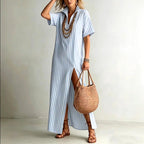Celestine - Women’s Striped High-Slit Maxi Dress