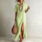 Celestine - Women’s Striped High-Slit Maxi Dress