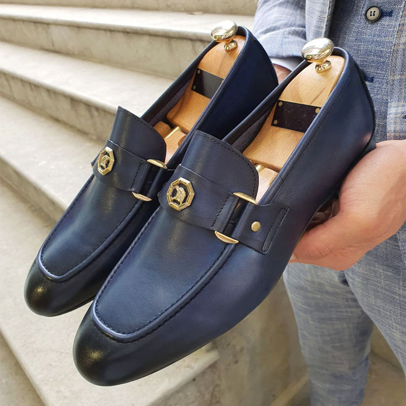 Charles - Men's Classic Leather Strap Dress Loafers