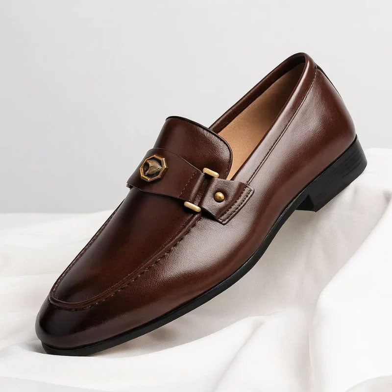 Charles - Men's Classic Leather Strap Dress Loafers