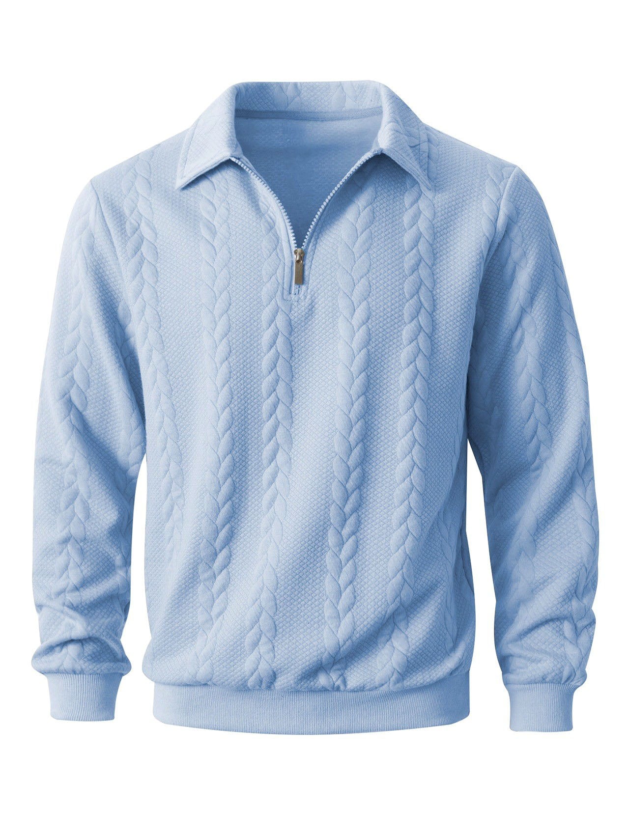 Charles - Men's Cable Half-Zip Long Sleeve Sweater