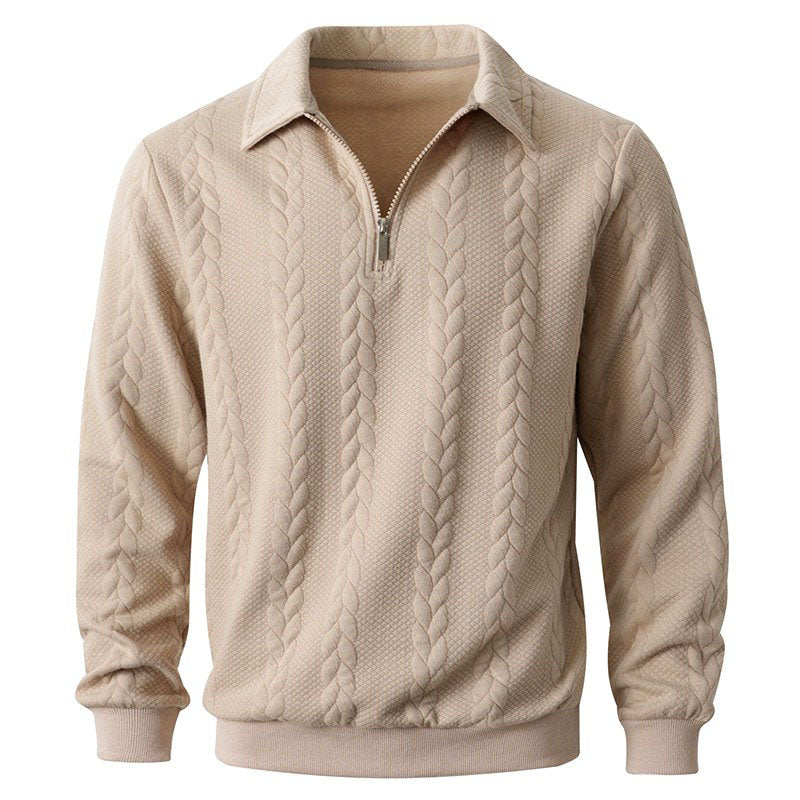 Charles - Men's Cable Half-Zip Long Sleeve Sweater