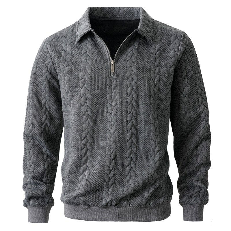 Charles - Men's Cable Half-Zip Long Sleeve Sweater