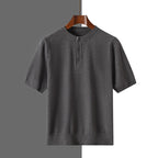 Charles - Men's Short Sleeve Knit Henley Sweater Tee