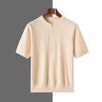 Charles - Men's Short Sleeve Knit Henley Sweater Tee