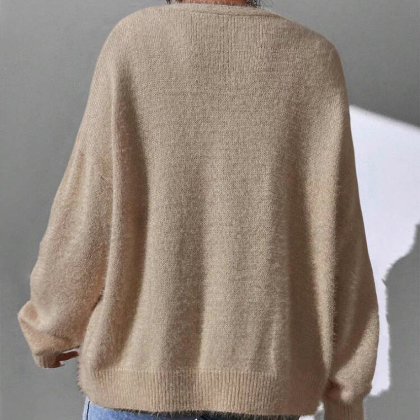 Chelsea - Women's Fuzzy V-Neck Button-Front Cardigan