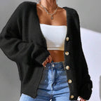 Chelsea - Women's Fuzzy V-Neck Button-Front Cardigan