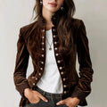 Chelsie - Women's Vintage Velvet Lace Trim Blazer