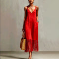 Cherry - Women's V-Neck Boho Summer Dress
