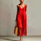 Cherry - Women's V-Neck Boho Summer Dress
