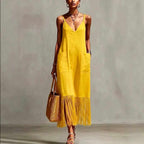 Cherry - Women's V-Neck Boho Summer Dress