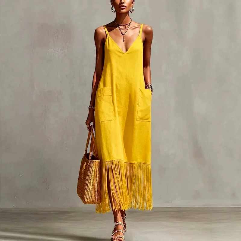 Cherry - Women's V-Neck Boho Summer Dress