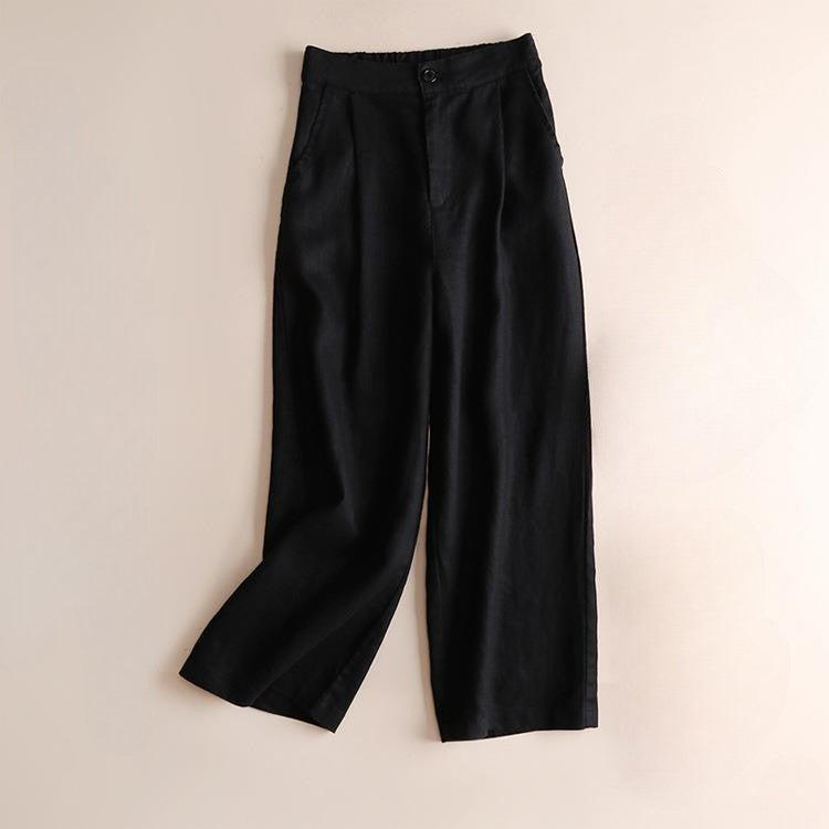 Chloe - Women's Linen Wide-Leg Pleated Trousers