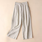 Chloe - Women's Linen Wide-Leg Pleated Trousers