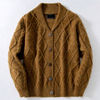 Chris - Men's Argyle Shawl Collar Relaxed Cardigan