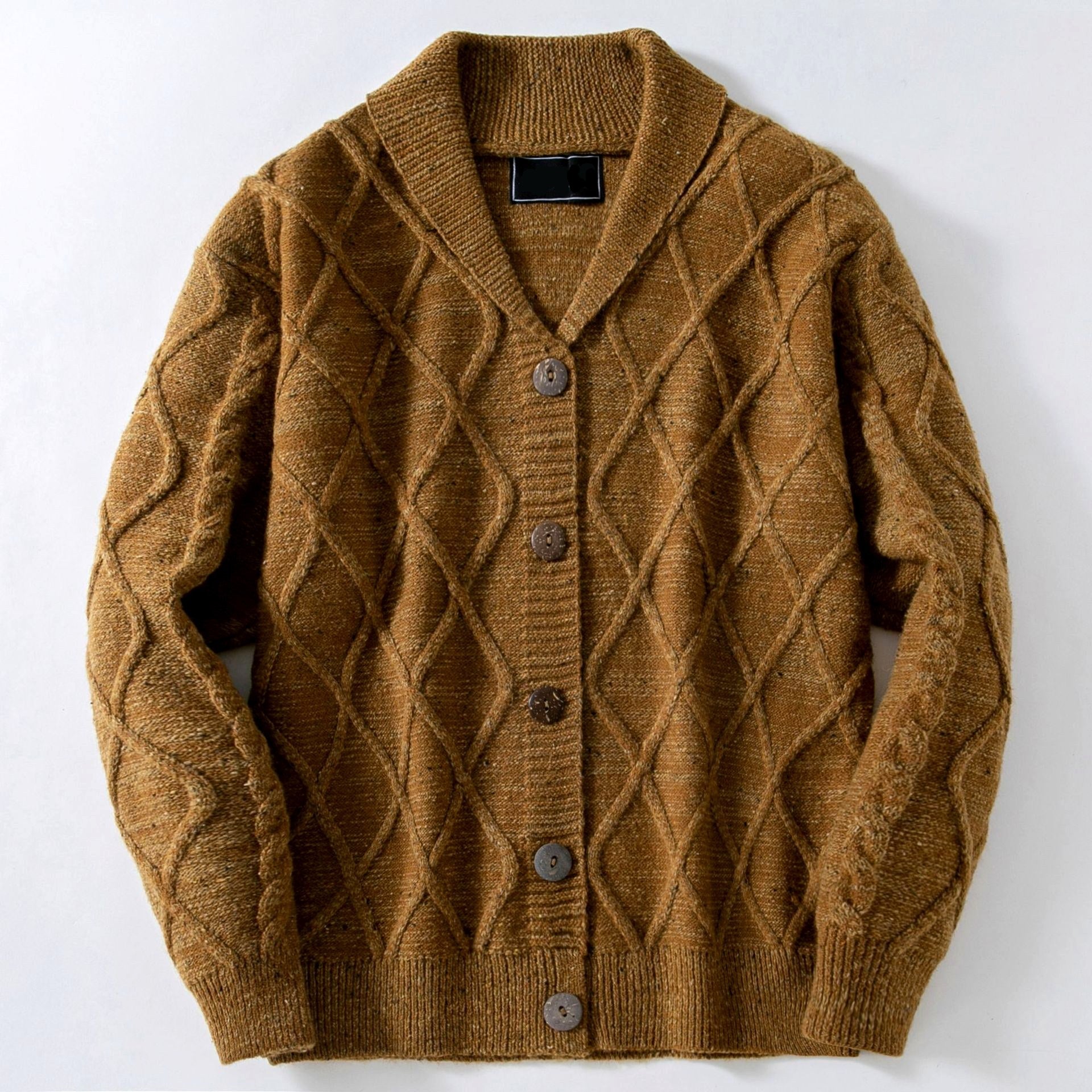 Chris - Men's Argyle Shawl Collar Relaxed Cardigan