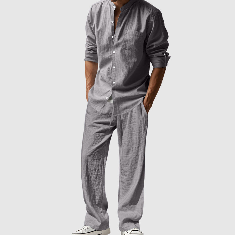 Christopher - Men's Linen Look Button-Up Beach Set