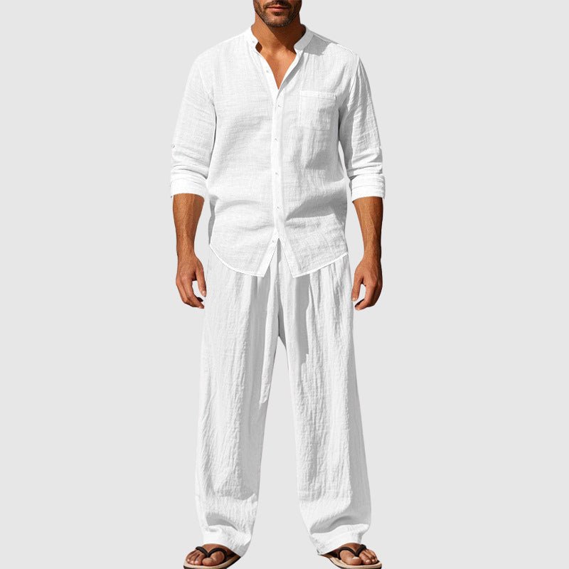 Christopher - Men's Linen Look Button-Up Beach Set