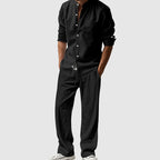 Christopher - Men's Linen Look Button-Up Beach Set