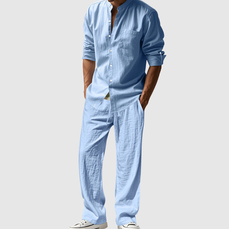 Christopher - Men's Linen Look Button-Up Beach Set