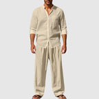 Christopher - Men's Linen Look Button-Up Beach Set