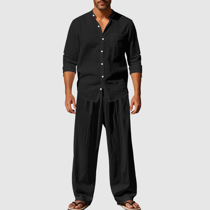 Christopher - Men's Linen Look Button-Up Beach Set