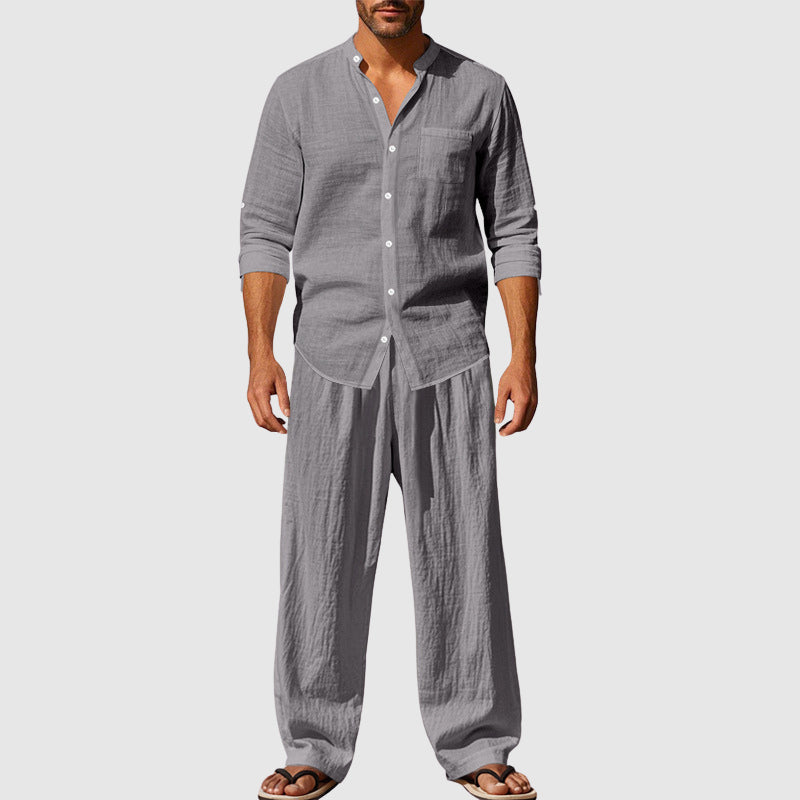 Christopher - Men's Linen Look Button-Up Beach Set
