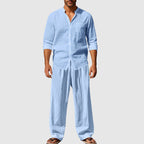 Christopher - Men's Linen Look Button-Up Beach Set