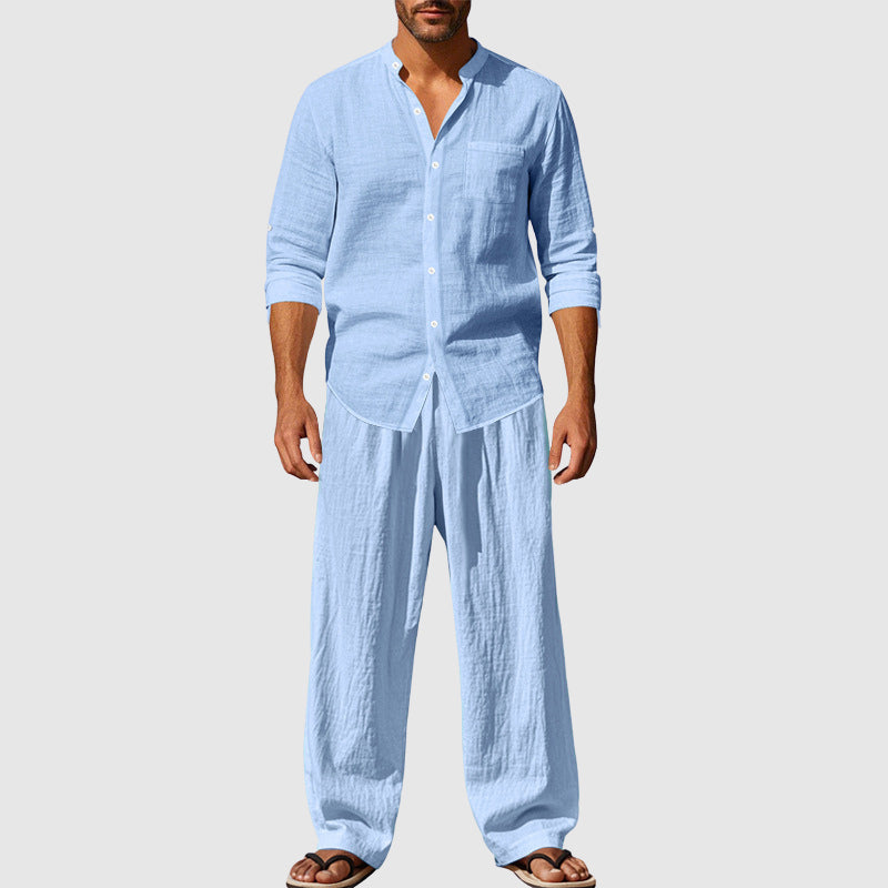 Christopher - Men's Linen Look Button-Up Beach Set