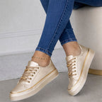 Claire - Women's Low-Top Platform Sneakers with Chain Accent
