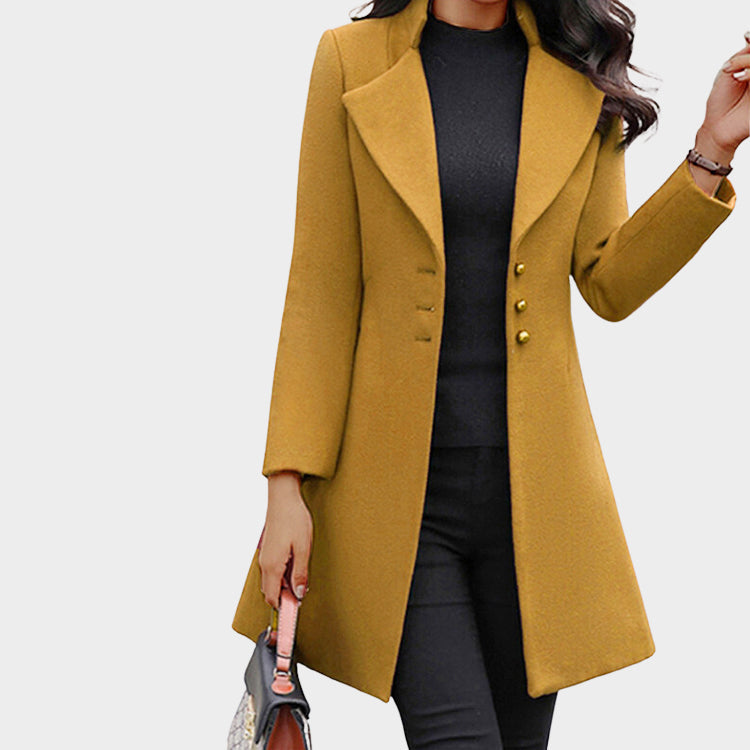 Claire - Women's Tailored Long Lapel Coat
