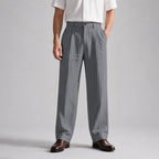 Clark - Men's Wide-Leg Pinstripe Pleated Trousers