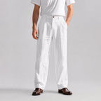 Clark - Men's Wide-Leg Pinstripe Pleated Trousers