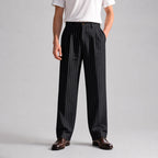 Clark - Men's Wide-Leg Pinstripe Pleated Trousers