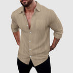 Clint - Men's Relaxed Linen Full-Button Collared Shirt