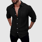 Clint - Men's Relaxed Linen Full-Button Collared Shirt